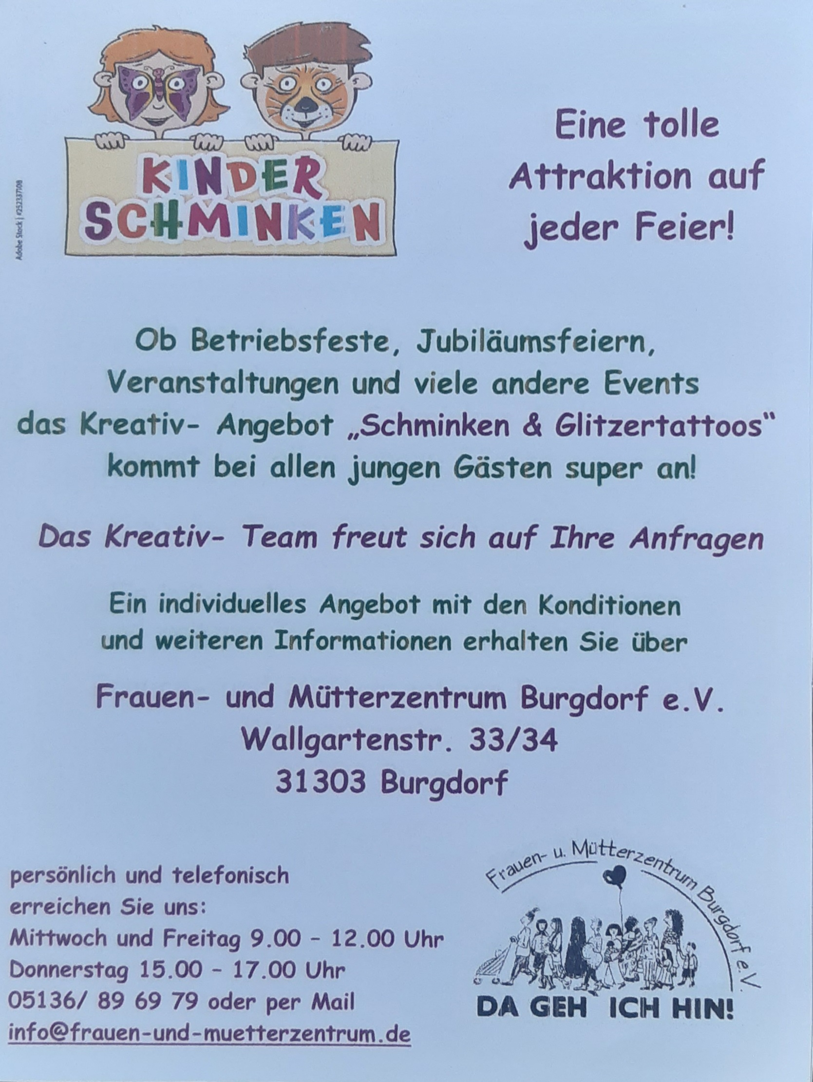 Schminken und Glitzertatoos